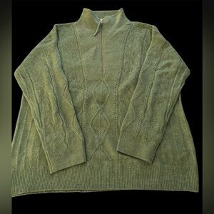 Talbots Green 3/4 Zip Knit Sweater